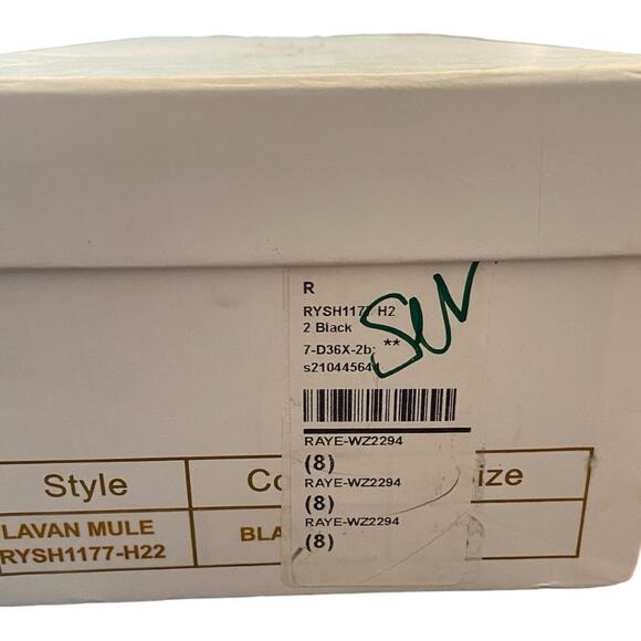Raye Lavan Leather Heels Mule Crystal Embellishments Square Toe Black Size 8 - Picture 13 of 13